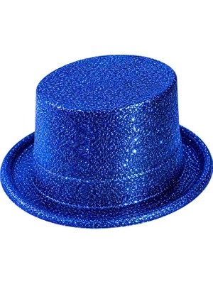Timion Mavi Simli Glitter Silindir Parti Şapkası