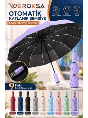 Veroksa Otomatik Açılır Kapanır Katlanır Şemsiye, Güçlendirilmiş Iskeletli Rüzgara Dayanıklı Kadın Erkek Yağmur Şemsiyesi, Kompakt Çanta Şemsiyesi