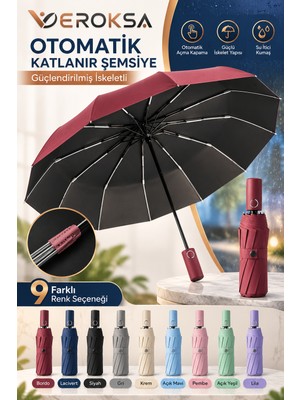Veroksa Otomatik Açılır Kapanır Katlanır Şemsiye, Güçlendirilmiş Iskeletli Rüzgara Dayanıklı Kadın Erkek Yağmur Şemsiyesi, Kompakt Çanta Şemsiyesi