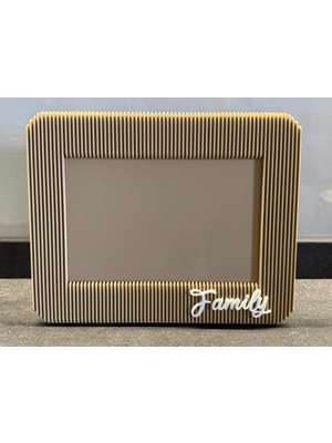 Bezos 3D Baskı Japandi Tarzı Çizgili Fotoğraf Çerçevesi 10X15 cm Masaüstü Yatay Çerçeve Bej