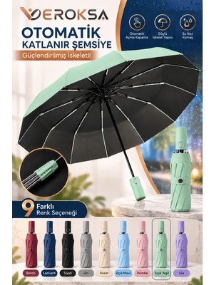 Veroksa Otomatik Açılır Kapanır Katlanır Şemsiye, Güçlendirilmiş Iskeletli Rüzgara Dayanıklı Kadın Erkek Yağmur Şemsiyesi, Kompakt Çanta Şemsiyesi
