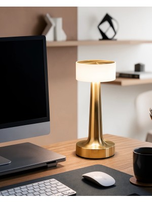 Timion Şarjlı Dokunmatik LED Masa Lambası Gold Kare Model