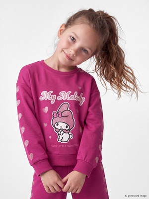 LC Waikiki Lcw Kids Fuşya My Melody Baskılı Simli Kız Çocuk Soft Touch Takım