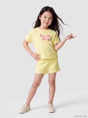 LC Waikiki Lcw Kids Sarı Baskılı Kız Çocuk 2'li Takım