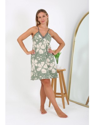 Mestore Moda Çizgi Kadın Büyük Beden Ip Askılı Gecelik 98515