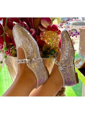 Purple Shoes Kemer Detaylı Payetli Babet