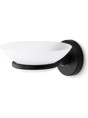 Duvar Tipi Siyah Metal Sabunluk, Yapışkanlı ve Vidalı Montaj, 35 mm Oval Bantlı