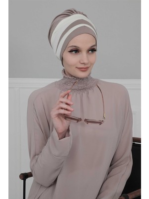 Mestore Çift Renkli Penye Bone,b-65 Vizon - Krem