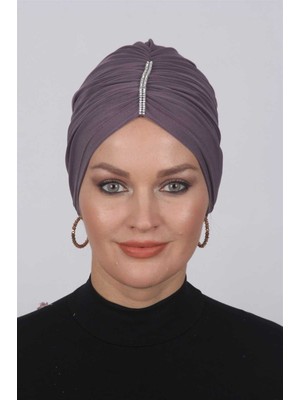 Mestore Büzgülü Taşlı Bone  Vizon