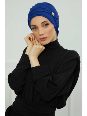 Mestore Aksesuarlı Şifon Hazır TÜRBAN,HT-95S,HT-95S Saks Mavisi