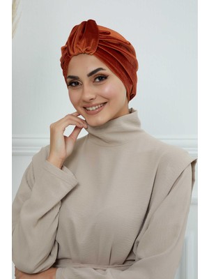 Mestore Ön Kemer Detaylı Kadife BONE,B-68K Kiremit
