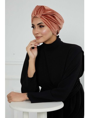 Mestore Ön Kemer Detaylı Kadife BONE,B-68K Somon