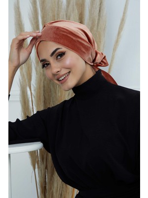 Mestore Kuşaklı Kadife BONE,B-31K Somon