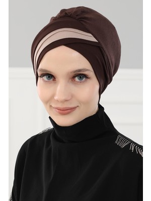 Mestore Çift Renkli Penye Bone,b-23 Kahverengi - Vizon