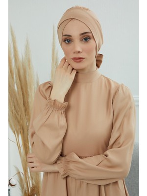 Mestore Kuşaklı Penye Bone,b-31 Sütlü Kahve