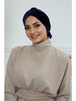 Mestore Kuşaklı Kadife BONE,B-31K Lacivert