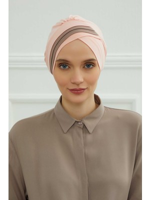 Mestore Çift Renkli Penye Bone,b-23 Pudra - Vizon