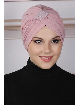 Mestore Taşlı Çapraz Bone  Pudra