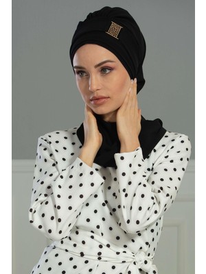 Mestore Gold Aksesuarlı Tasarım Şifon Hazır Türban,ht-11 Siyah