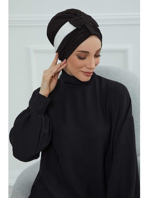 Mestore Çift Renkli Fiyonklu Bone,b-77 Siyah - Beyaz