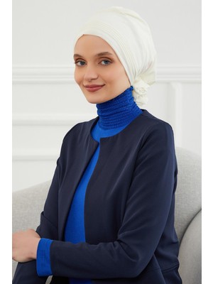 Mestore Pileli Tasarım Şifon Hazır Türban,ht-31,ht-31 Krem