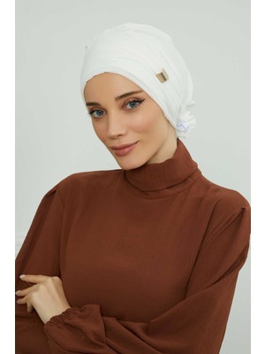 Mestore Aksesuarlı Şifon Hazır TÜRBAN,HT-95S,HT-95S Krem