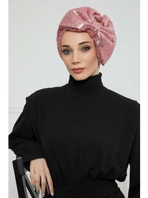 Mestore Dev Fiyonklu Payetli Bone,b-70 Pudra