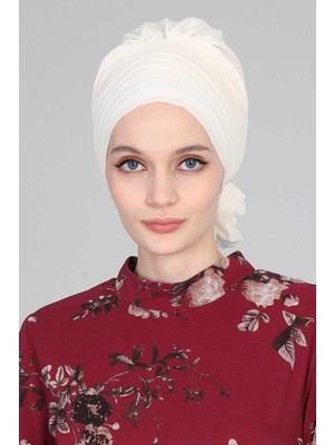 Mestore Çapraz Dikim Tasarım Şifon Hazır Türban,ht-30 Krem