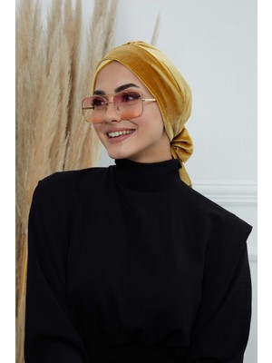 Mestore Kuşaklı Kadife BONE,B-31K Hardal