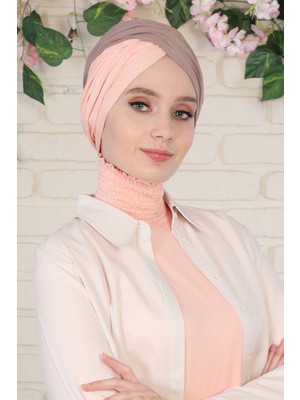 Mestore Tesettür Bone Iki RENKI,B-9A Vizon - Pudra