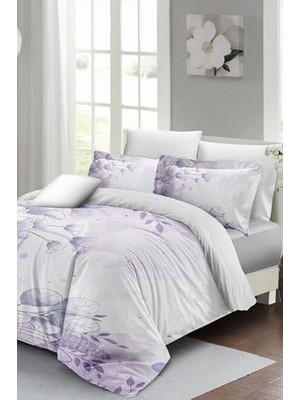 Çift Kişilik Nevresim Takımı Özel Dokuma Pamuk Saten 3D Digital Soft Lila, MONOHOME16852HF