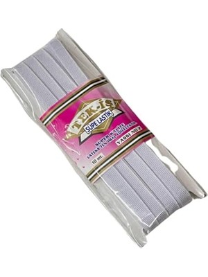 Lastik Tek-Iş Sert Yumuşak Çamaşır Don Etek Bel Paça Bebe Lastiği Yassı Yumuşak 1,1 cm No:2 Beyaz 10M