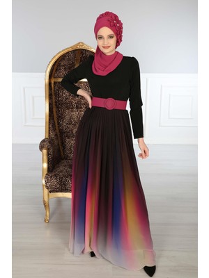 Mestore Çiçek Aksesuarlı Tasarım Hazır Şifon Türban,ht-27 Fuşya