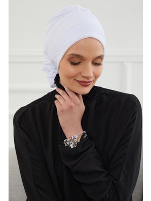 Mestore Pileli Tasarım Şifon Hazır Türban,ht-31,ht-31 Beyaz