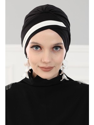 Mestore Çift Renkli Penye Bone,b-23 Siyah - Krem
