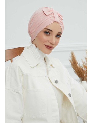 Mestore Önden Fiyonklu Bone,b-7 Pudra
