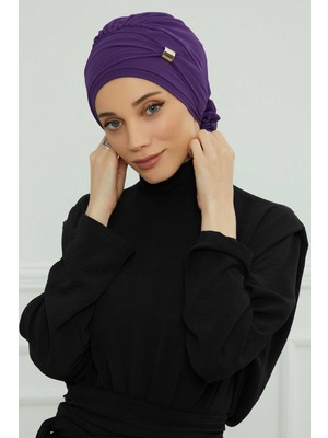 Mestore Aksesuarlı Şifon Hazır TÜRBAN,HT-95S,HT-95S Mor