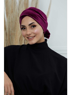 Mestore Kuşaklı Kadife BONE,B-31K Mor