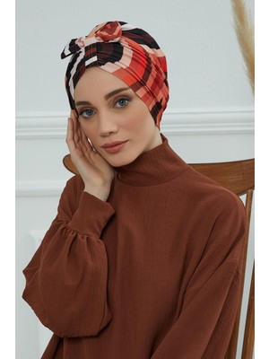 Mestore Desenli Önden Fiyonklu Bone,b-7yd Desen 35