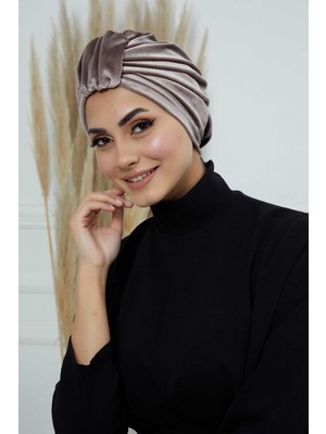 Mestore Ön Kemer Detaylı Kadife BONE,B-68K Vizon