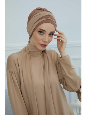 Mestore Çift Renkli Penye Bone,b-65 Koyu Kahverengi-Sütlü Kahve