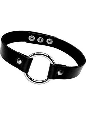 Siyah Deri Tasma Halka 35 cm Choker Bayan Kolye Takı Aksesuar