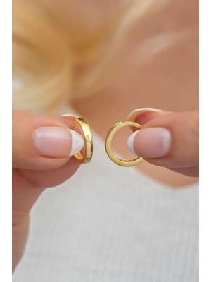 925 Ayar Gümüş Gold Taşsız 10 mm Halka Küpe