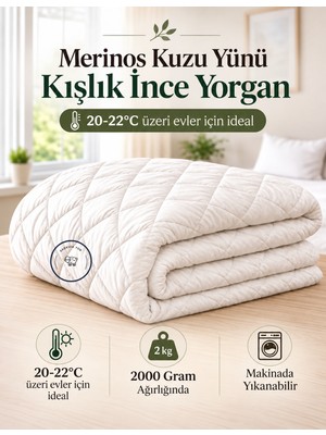 %100 Merinos Kuzu Yünü Kışlık Ince Yorgan – Doğal Yün Dolgulu