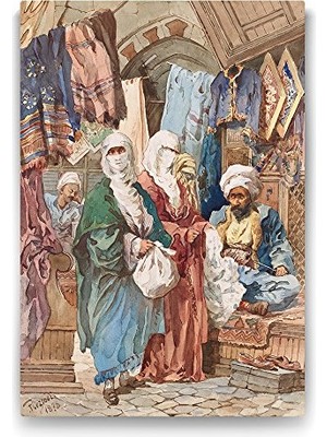 Ipek Çarşısı Osmanlı Tablosu - 50X75 cm