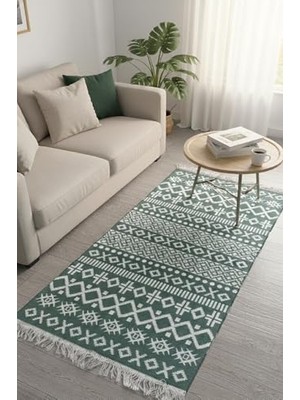 Doğal Tonlarda Modern Desenli Çift Taraflı Yıkanabilir Kilim