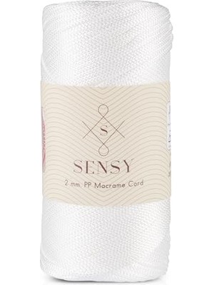 200 G Polyester Makrome Ipi Siyah 230 M Polyester Makrome Ip Supla Ip ve Çanta Ipliği (Beyaz), 2 mm