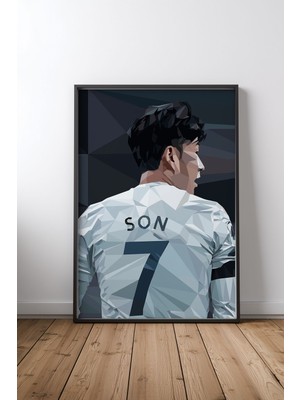 Mercher Club Son Heung Min Tasarım 4 Çerçeveli Tablo Poster Salon Duvar Dekoru Hediye