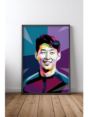 Mercher Club Son Heung Min Tasarım 2 Çerçeveli Tablo Poster Salon Duvar Dekoru Hediye
