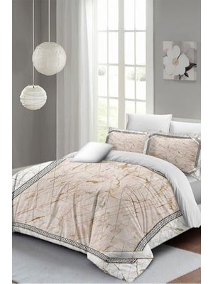 Çift Kişilik Nevresim Takımı Özel Dokuma Pamuk Saten 3D Digital Pink Marble, MONOHOME3409HF